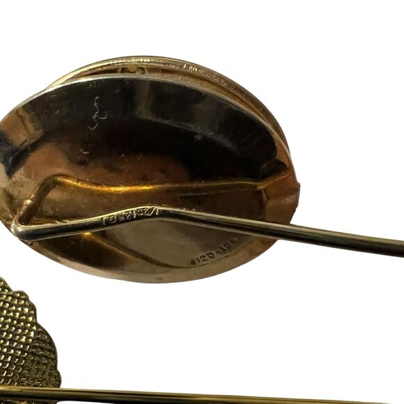 Vintage Stick Pin Set Cloisonné Floral Gold Tone + 1/20 12K GF Engraved Locket - Picture 6 of 8